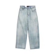 Balenciaga Denim Size Sticker Baggy Pants in Blue