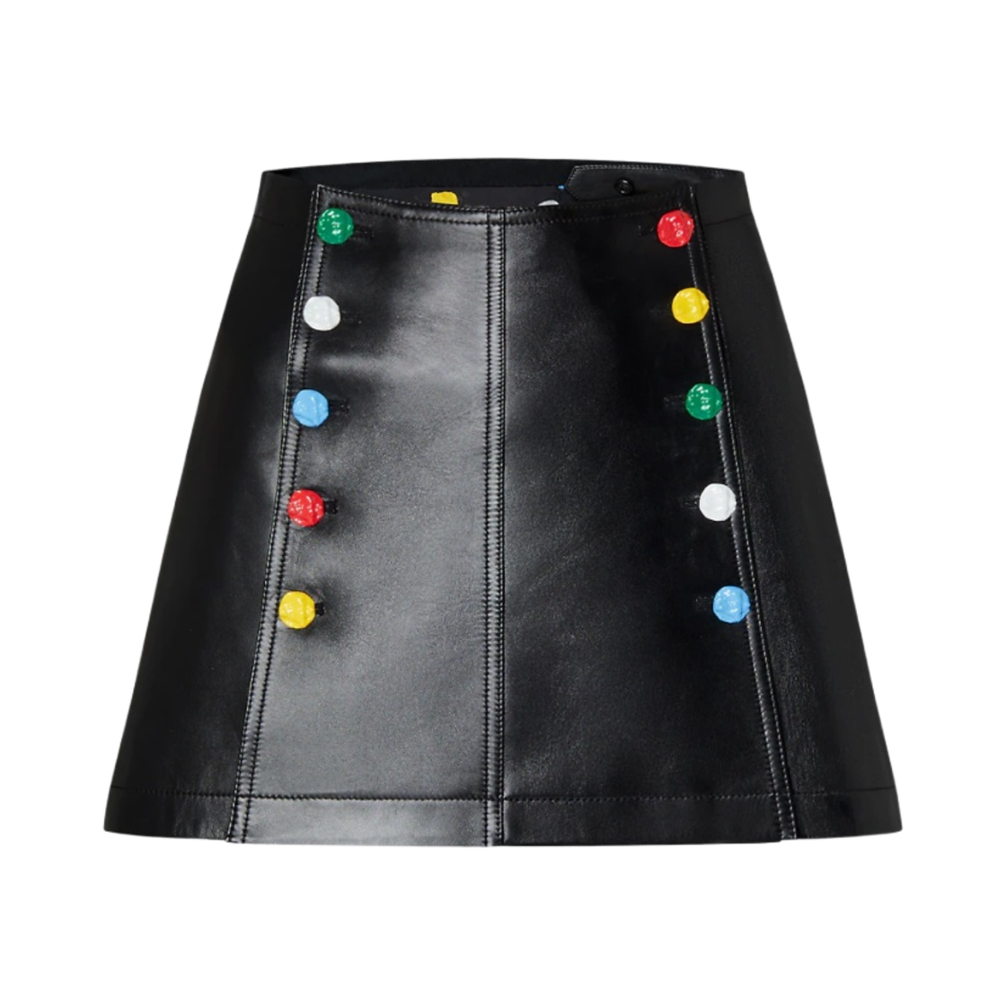 (W) 루이비통 x 야요이 쿠사마 버튼 레더 미니 스커트 블랙((W) Louis Vuitton x YK Button Leather Mini Skirt Black) - 1