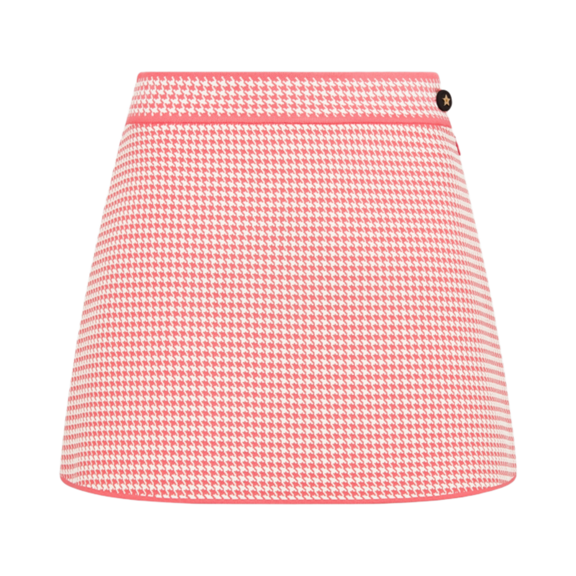 444J03AM537-X4844 (W) Dior Houndstooth Technical Knit Dioriviera Flared Miniskirt White Candy Pink