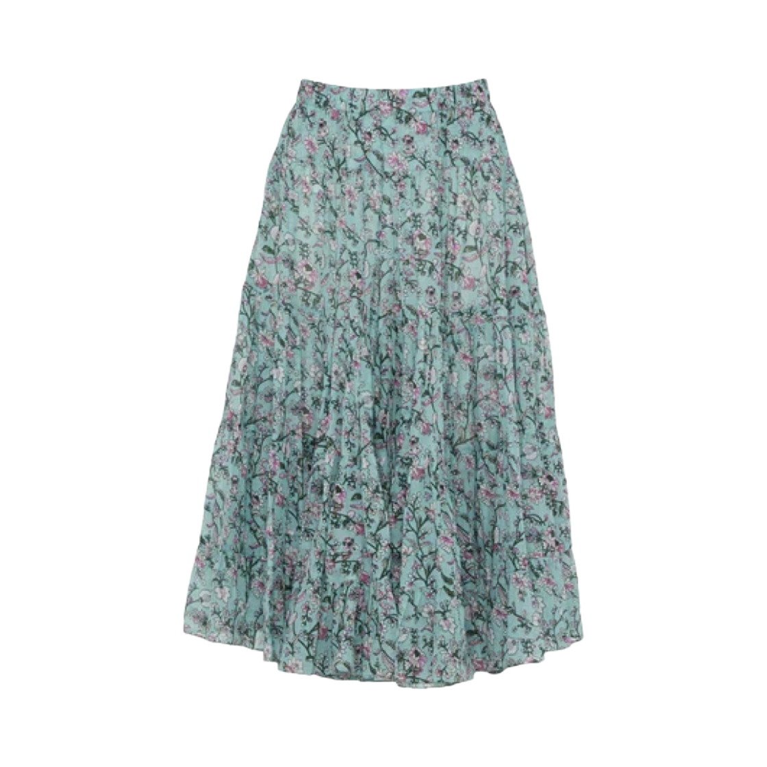 JU0053FA-A1J50E (W) Isabel Marant Etoile Elfa Floral Printed Midi Skirt Almond Green - 23SS