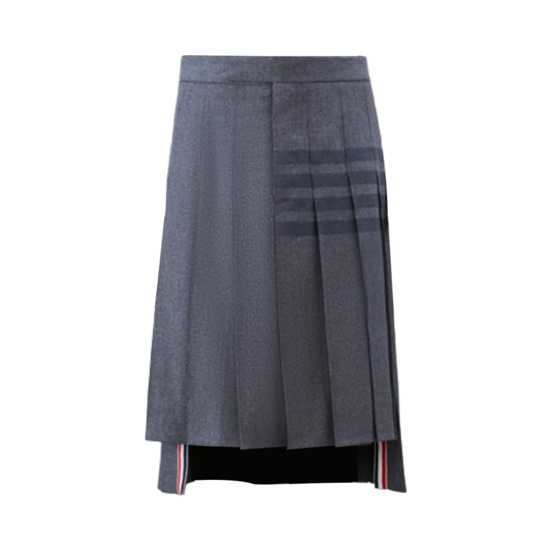 톰브라운 울 캐시미어 플란넬 니 랭스 플리츠 사선 스커트 미디움 그레이(Thom Browne Wool Cashmere Flannel Knee Length Pleated 4-Bar Skirt Medium Grey) - 1