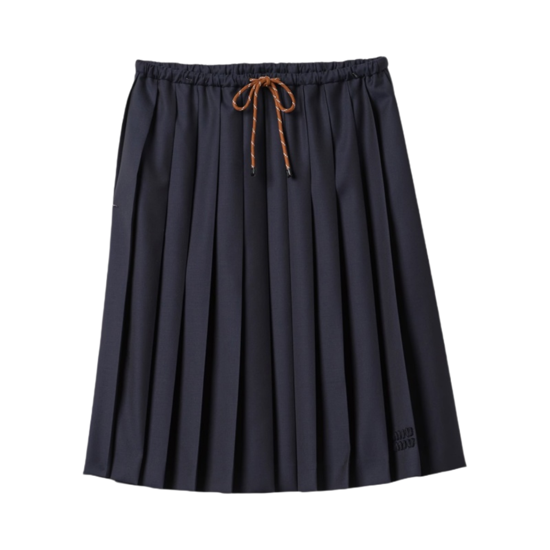 MG2237-11AD-F0008 (W) Miu Miu Pleated Batavia Skirt Navy