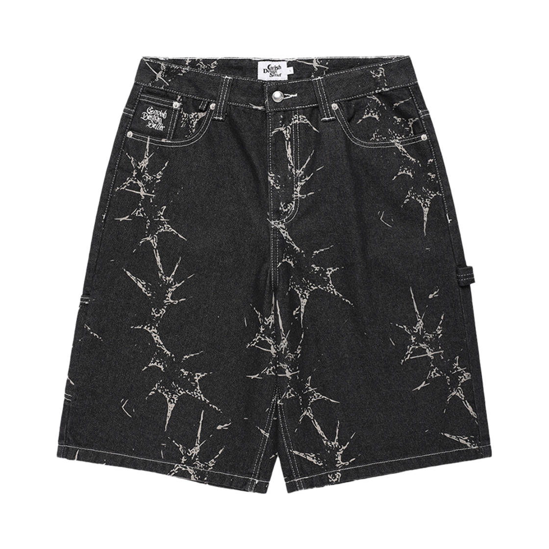 CV2EMUD160ABK CAVISH Printed Carpenter Denim Shorts Black