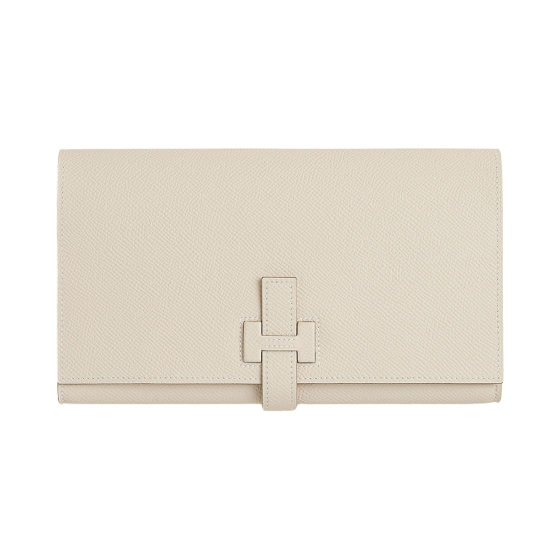 H085819CK10 Hermes New H Passant Toutenmain Wallet Epsom & Palladium Craie