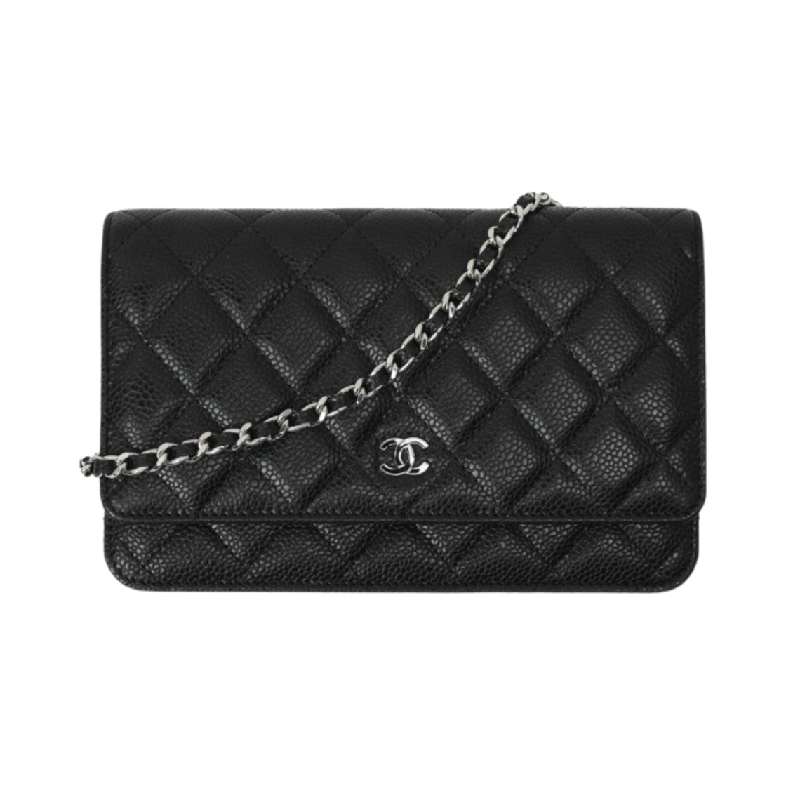 샤넬 클래식 체인 지갑 그레인드 카프스킨 & 실버 메탈 블랙(Chanel Classic Wallet On Chain Grained Calfskin & Silver Black)