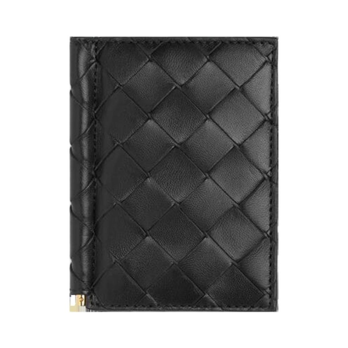 777672VCPP28425 Bottega Veneta Intrecciato Flap Card Case With Bill Clip Black