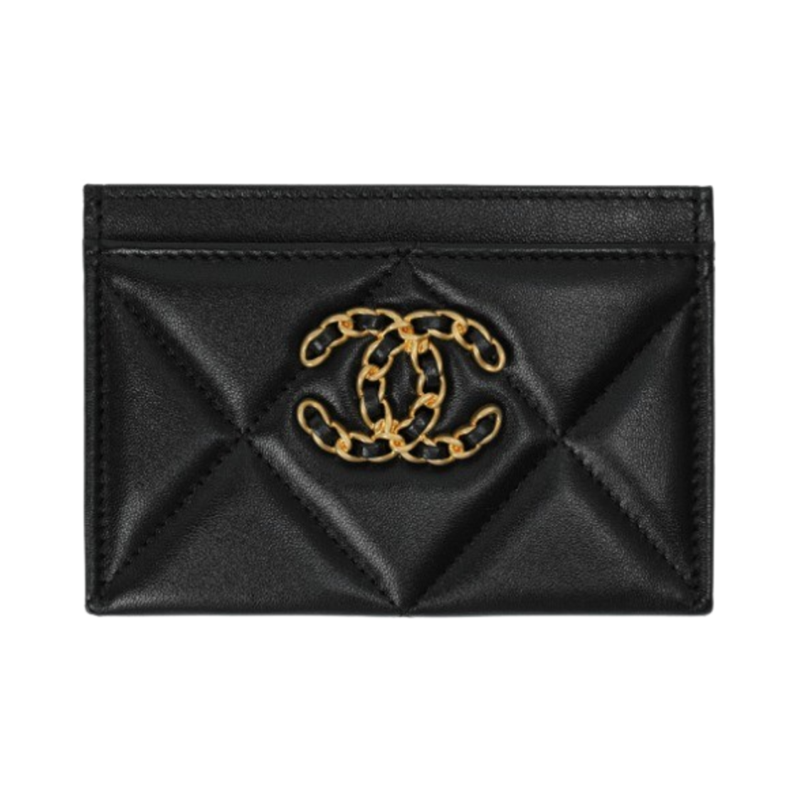 샤넬 19 카드 홀더 램스킨 & 골드 메탈 블랙(Chanel 19 Card Holder Lambskin & Gold Black)