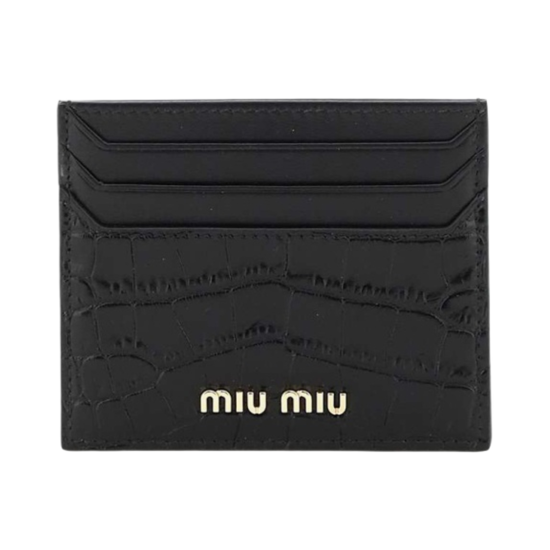미우 미우 크로코 엠보스 레더 카드 홀더 블랙(Miu Miu Croco Embossed leather Card Holder Black) - 1