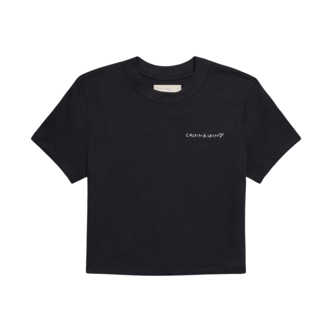 (W) 캘빈 클라인 x 제니 베이비핏 크롭 숏슬리브 티셔츠 블랙 뷰티((W) Calvin Klein x Jennie Baby Fit Crop Short Sleeve T-Shirt Black Beauty)