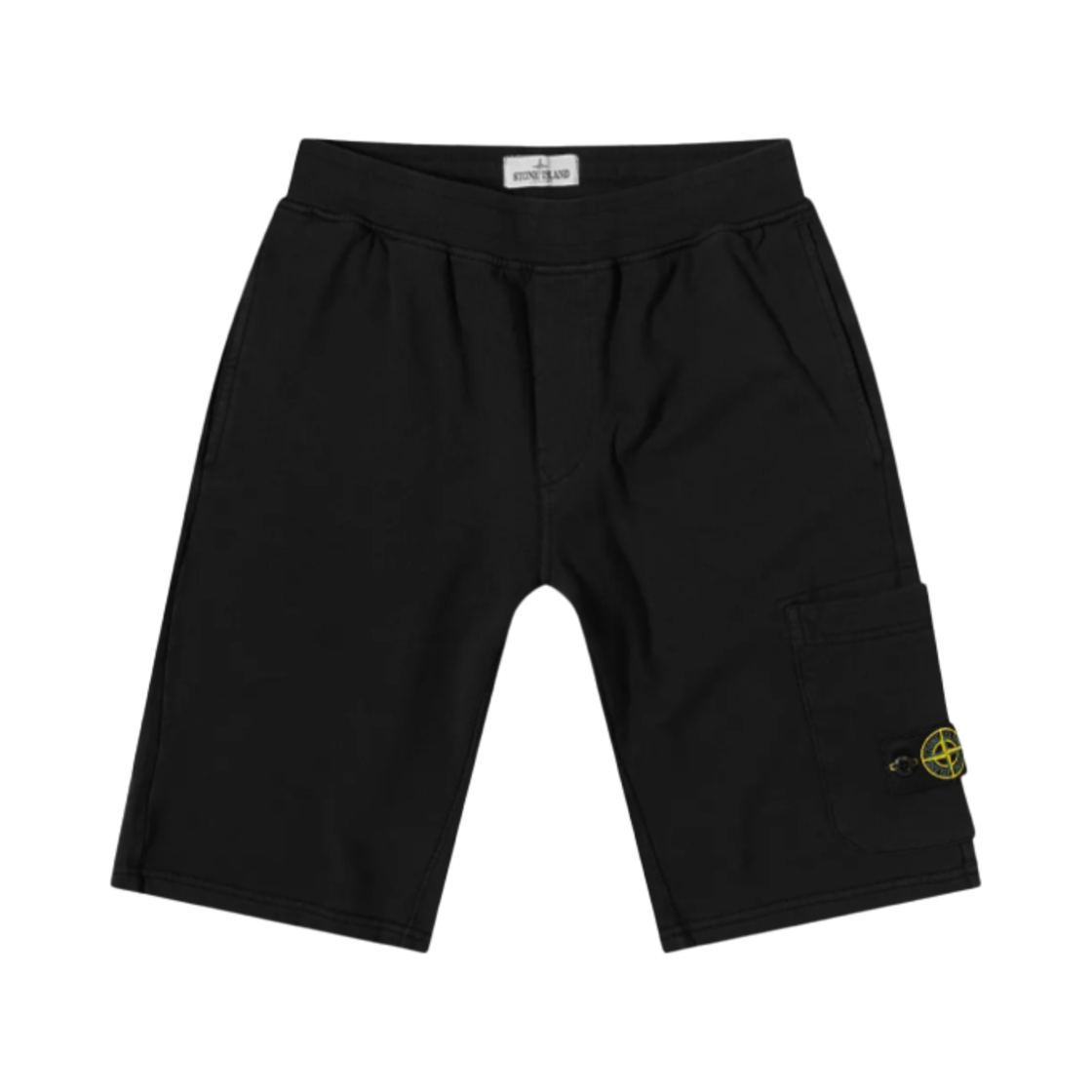 761661840-V0029 (Kids) Stone Island 61840 Cotton Fleece Garment Dyed Bermuda Cargo Shorts Black - 22SS