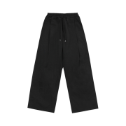 SLOW RECORD HOUSE Nylon One-Tuck Pants Black