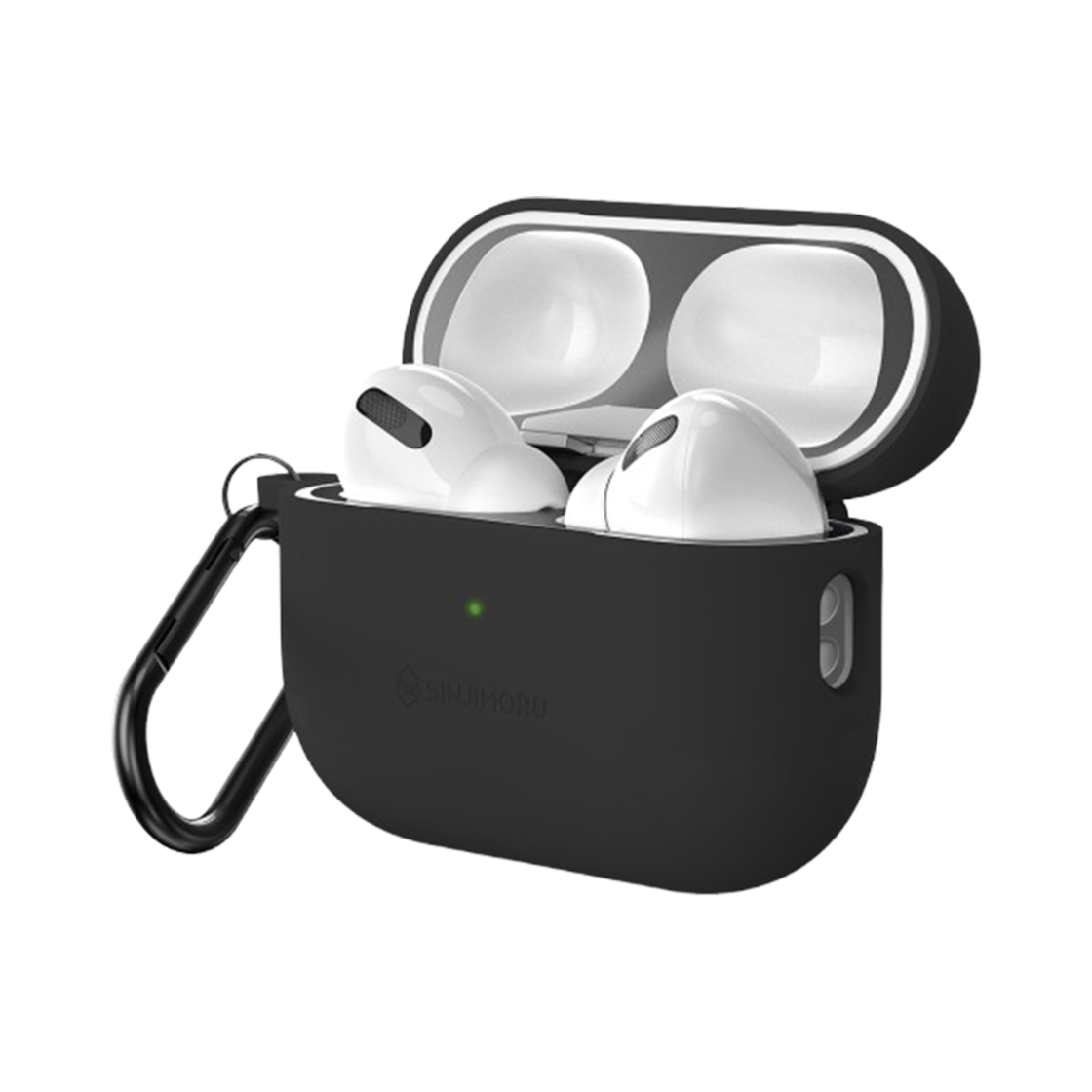 S101500006 SINJIMORU Hybrid Silicone AirPods Pro 2 1 Wireless Charging Case Black (with Keyring)