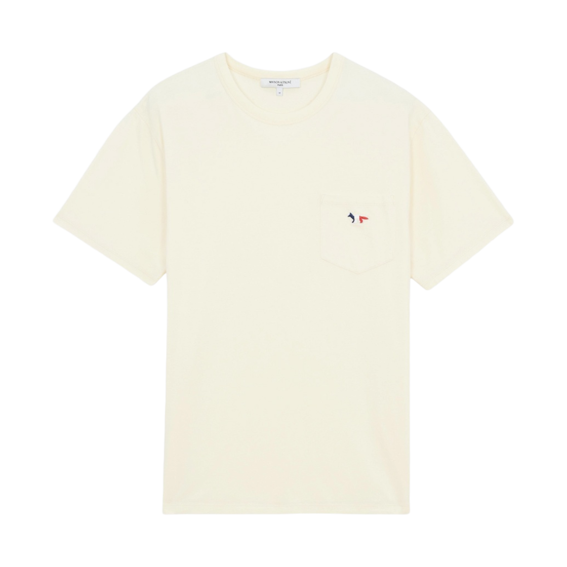 HM00104KJ0008-P701 Maison Kitsune Tricolor Fox Patch Classic Pocket T-Shirt Ecru