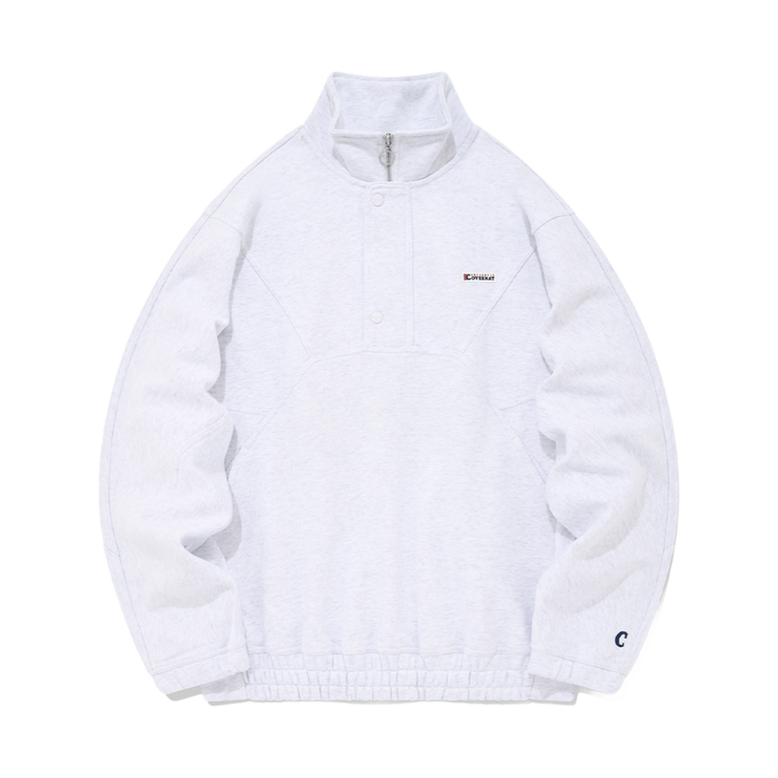 커버낫 오버핏 쉐브론 스웨트셔츠 아노락 헤더 그레이(Covernat Oversized Fit Chevron Sweatshirt Anorak Heather Grey)