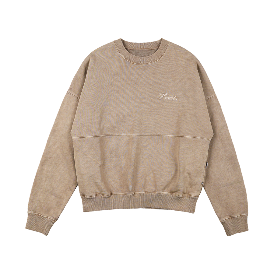 H1FUWS-012BEA-S Hevets W Garment Dyeing Pocket Sweat shirt Beige