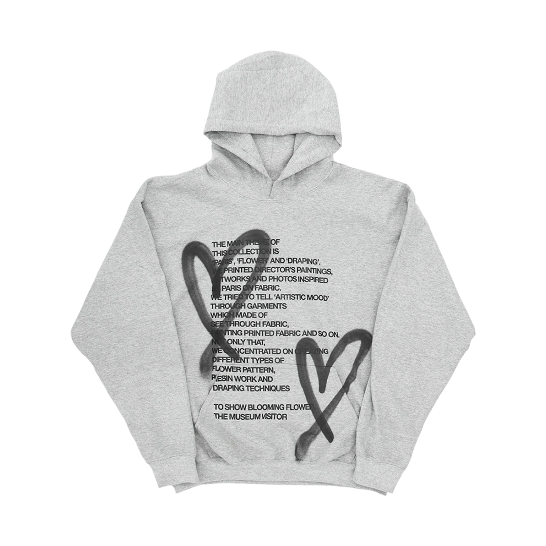 더뮤지엄비지터 하트 스프레이드 후드 그레이 - 22PF(The Museum Visitor Heart Sprayed Hoody Grey - 22PF)