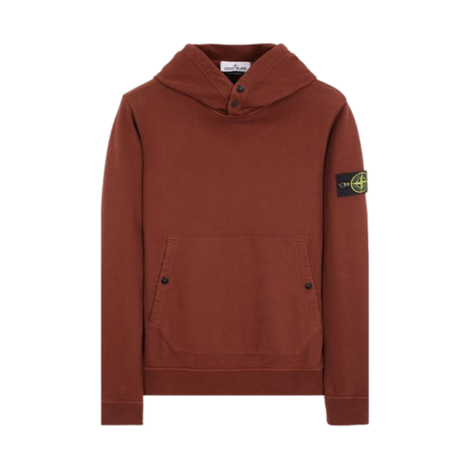 Stone Island 61720 Brushed Cotton Fleece Garment Dyed Crewneck Hooded Sweatshirt Chestnut Brown - 23FW