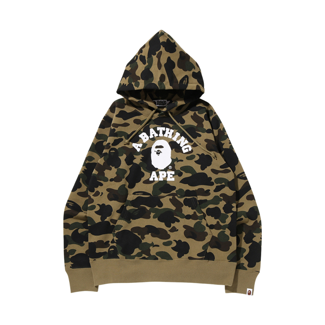 0ZXSWM114012I BAPE 1st Camo College Pullover Hoodie Army Green