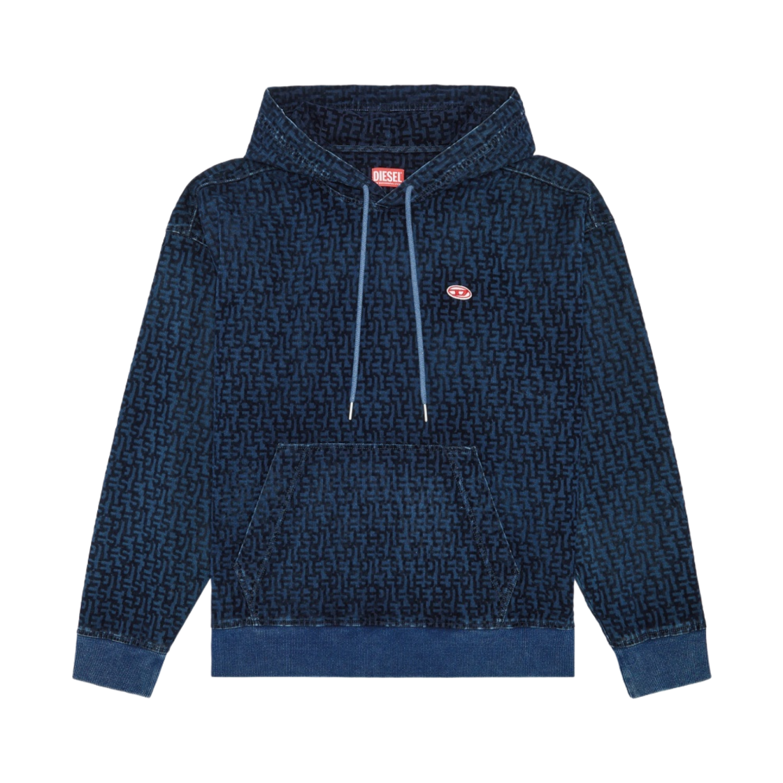 디젤 D-Um-Rib 트랙 데님 후드 다크 블루(Diesel D-Um-Rib Track Denim Hoodie Dark Blue) - 1