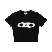 BORN TO WIN Blur Logo Crop Top Black