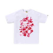 BAPE ABC Camo Rebuild Big Ape Head T-shirt White Pink