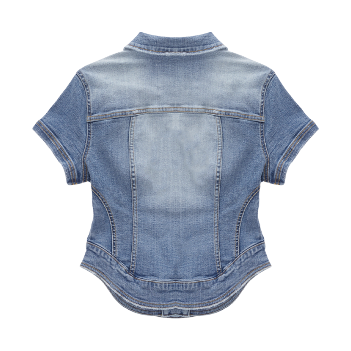 (W) 마뗑킴 데님 크롭 셔켓 블루((W) Matin Kim Denim Crop Shirket Blue) - 2
