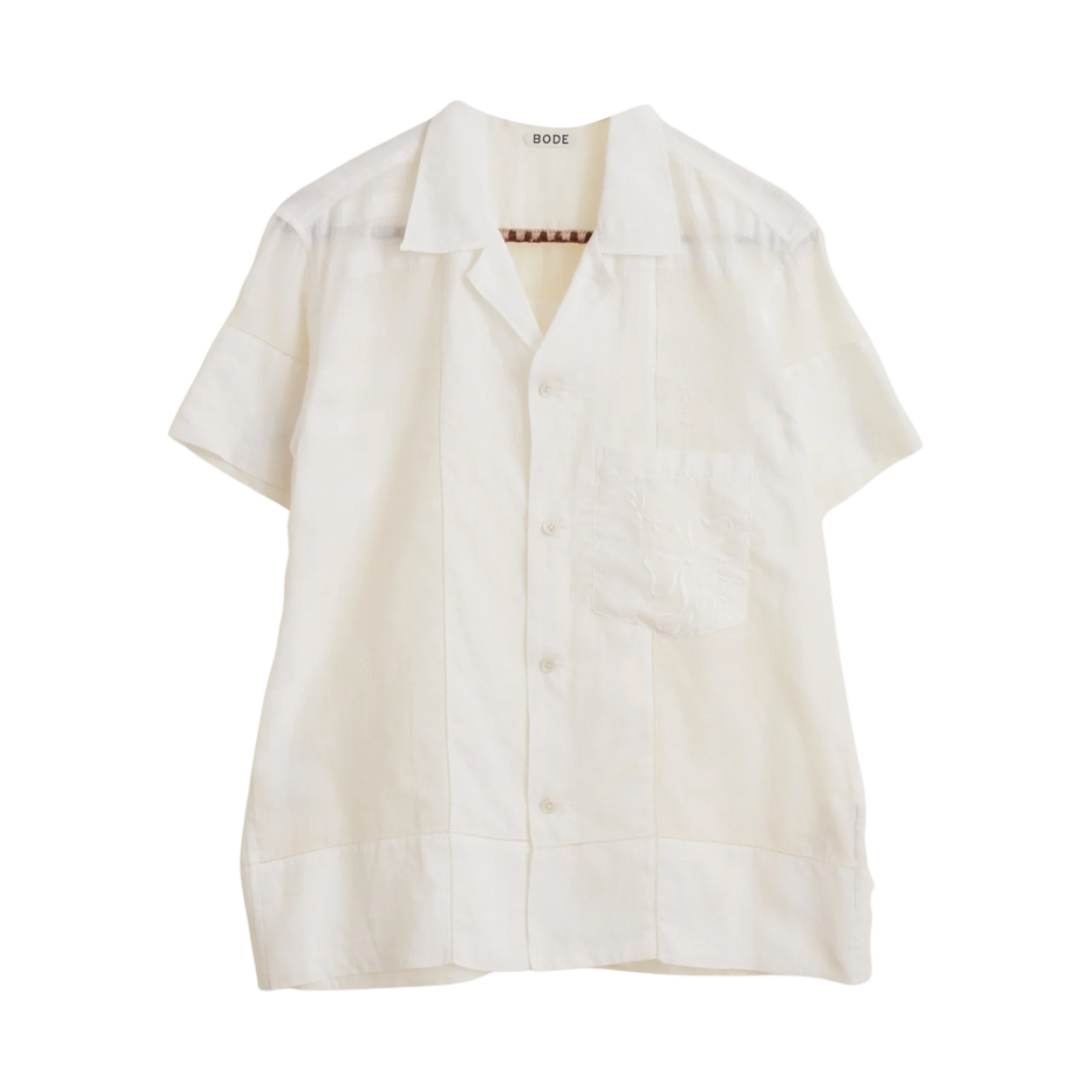 보디 제피르 코튼 숏슬리브 셔츠 화이트(Bode Zephyr Cotton Short Sleeve Shirt White)