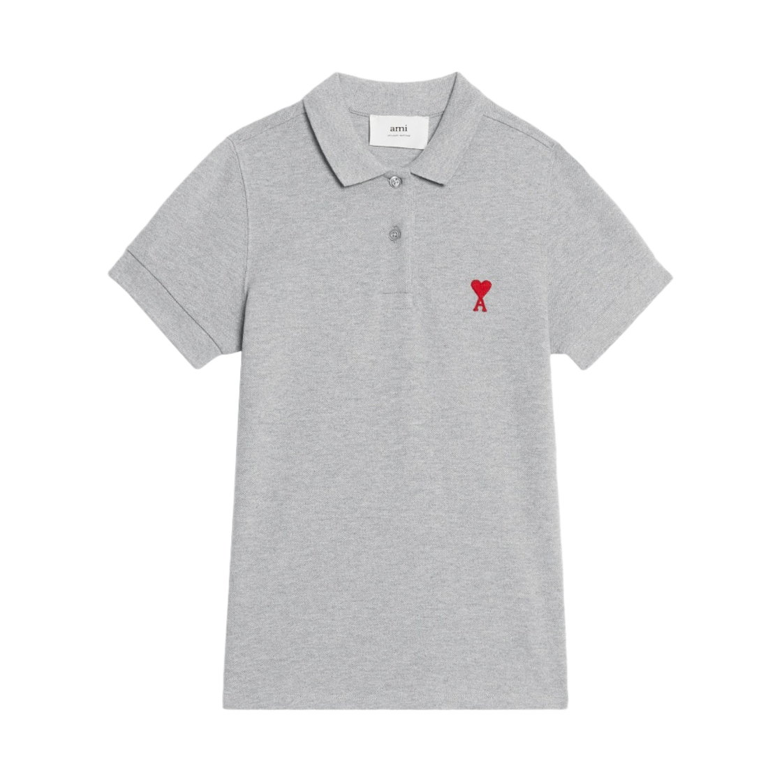 (W) 아미 스몰 하트 로고 폴로 헤더 그레이((W) AMI de Coeur Polo Heather Grey) - 1