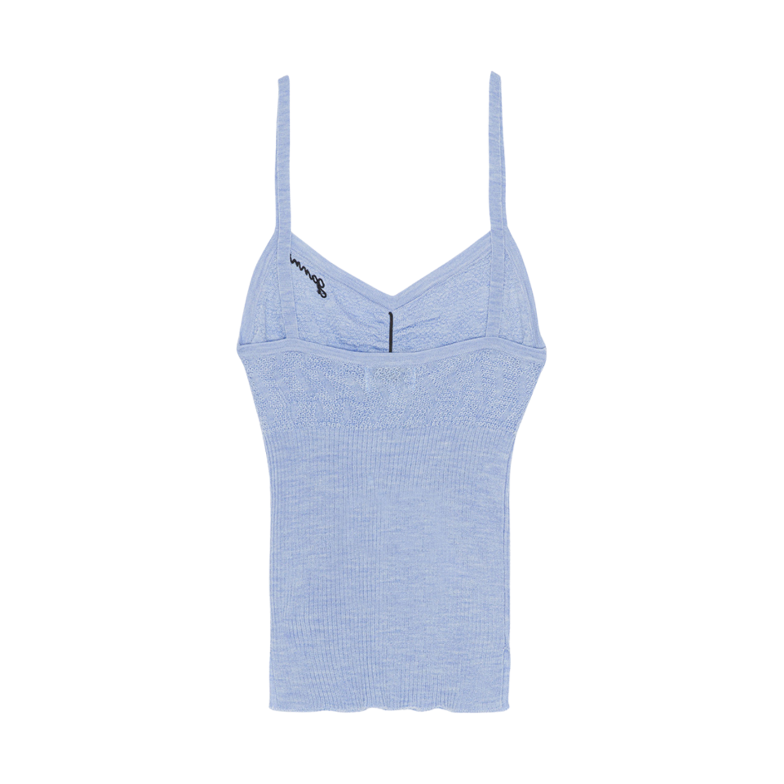 (W) 가니 메리노 레이스 스트랩 탑 아이스 워터((W) Ganni Merino Lace Strap Top Ice Water) - 2