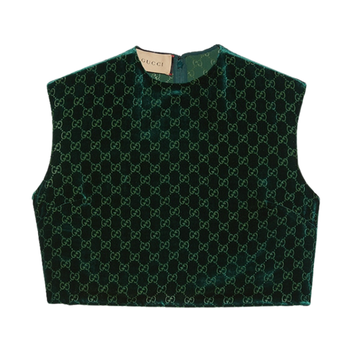 (W) 구찌 GG 벨벳 탑 에메랄드 그린((W) Gucci GG Velvet Top Emerald Green) - 1