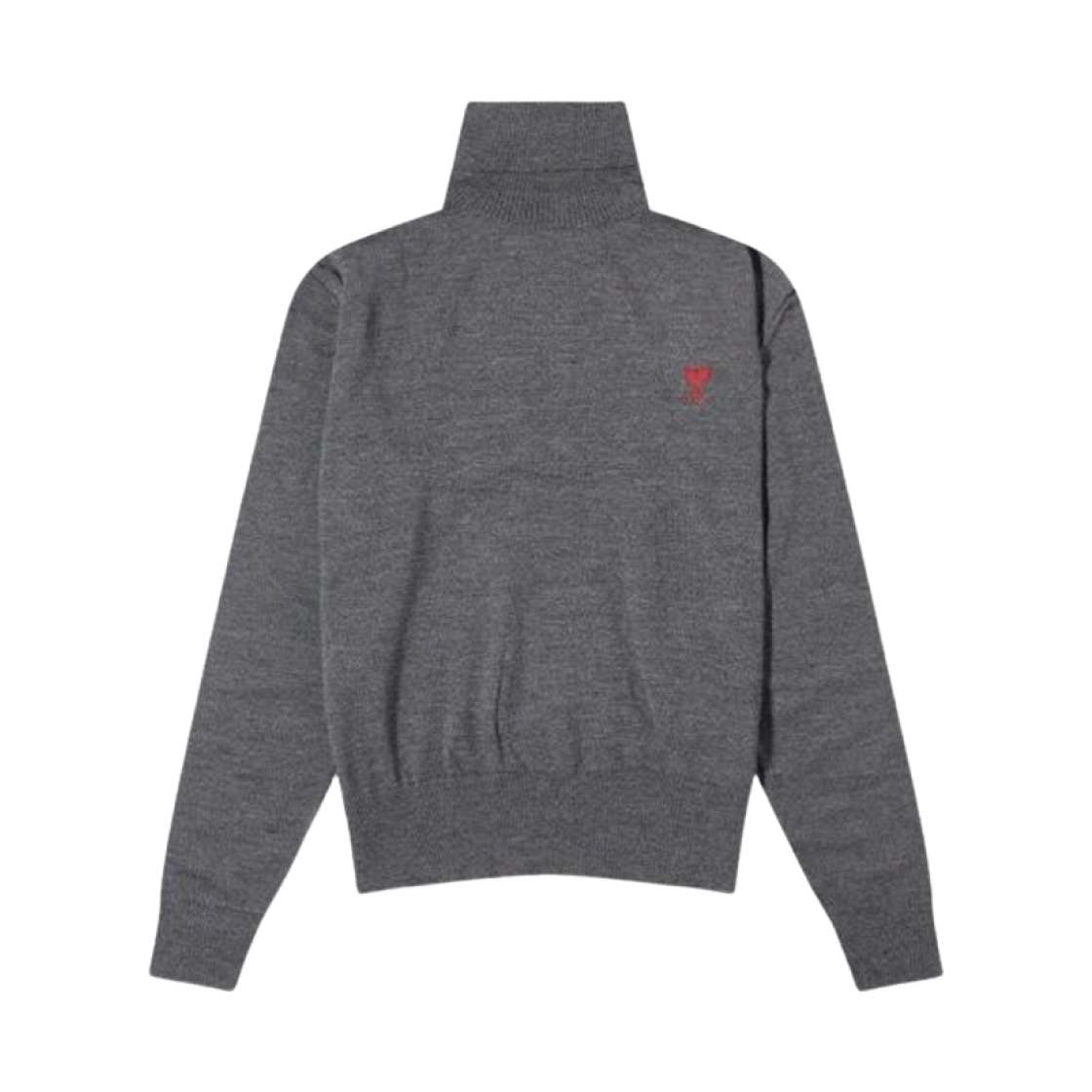 HKS411-KN0025-055 AMI de Coeur Embroidery Turtleneck Sweater Heather Grey