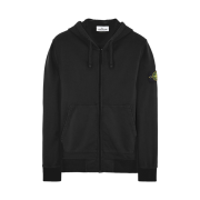 Stone Island 64251 Cotton Fleece Full Zip Hooded Sweatshirt Black - 22SS