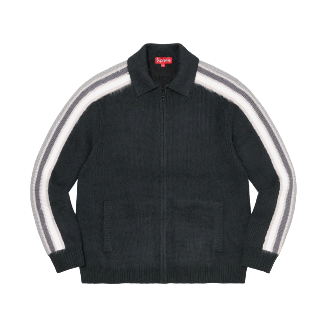 슈프림 슬리브 스트라이프 집업 스웨터 블랙 - 23SS(Supreme Sleeve Stripe Zip Up Sweater Black - 23SS) - 1