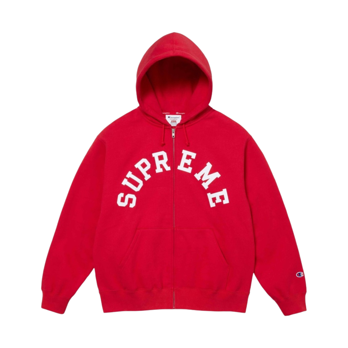 슈프림 x 챔피온 집업 후드 스웨트셔츠 레드 - 24SS(Supreme x Champion Zip Up Hooded Sweatshirt Red - 24SS)