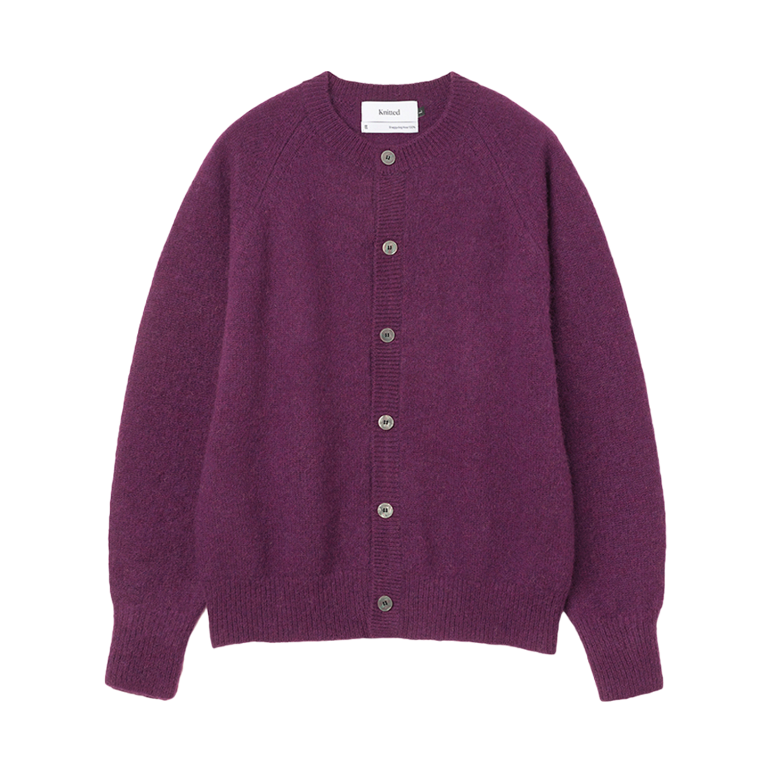 K24AWUCD01PU_copy Knitted Shaggy Dog Wool 100% Round Cardigan Purple