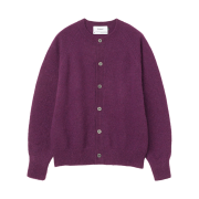 Knitted Shaggy Dog Wool 100% Round Cardigan Purple