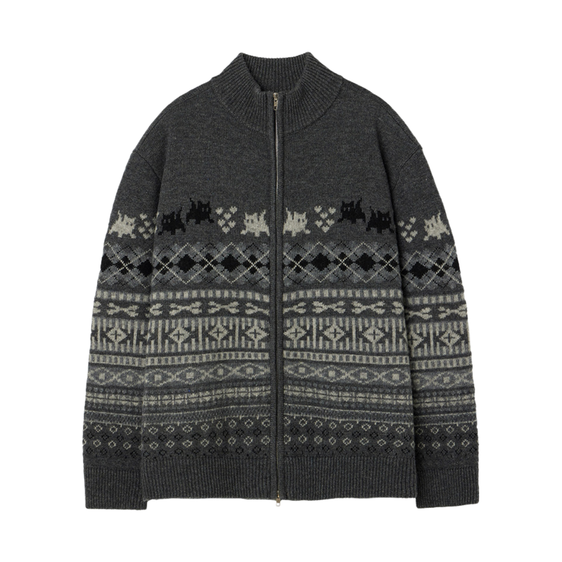 르아브 ME-OW 페어아이슬 집업 가디건 차콜