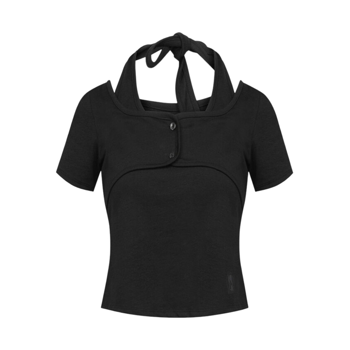 NK4HHS05 Notknowing Double Layered Halter Top Black