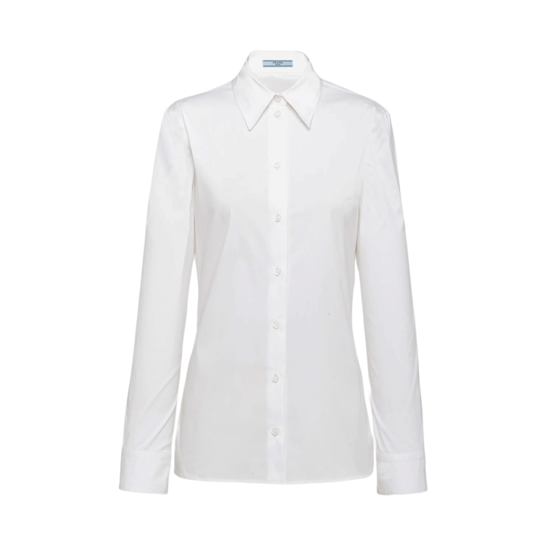 (W) 프라다 스트레치 포플린 셔츠 화이트((W) Prada Stretch Poplin Shirt White) - 1