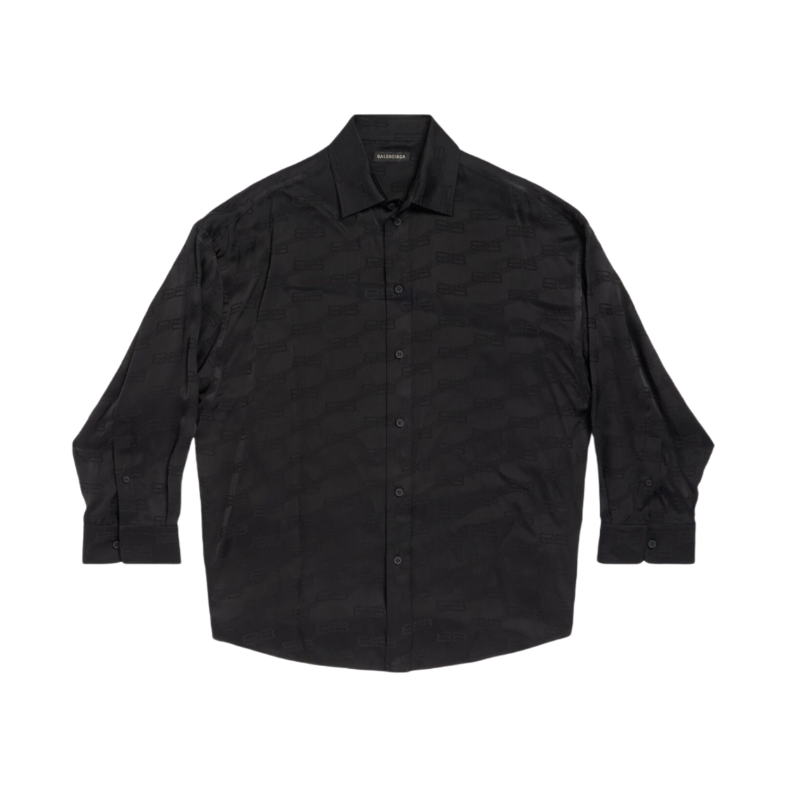 (W) 발렌시아가 BB 모노그램 오버사이즈 플루이드 셔츠 블랙((W) Balenciaga BB Monogram Oversized Fluid Shirt Black) - 1