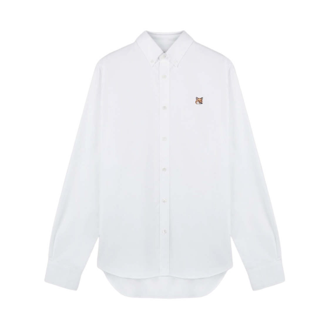 메종 키츠네 옥스포드 인스티투셔널 헤드 패치 버튼 다운 클래식 셔츠 화이트(Maison Kitsune Button Down Classic Shirt with Institutional Head Patch in Oxford White)
