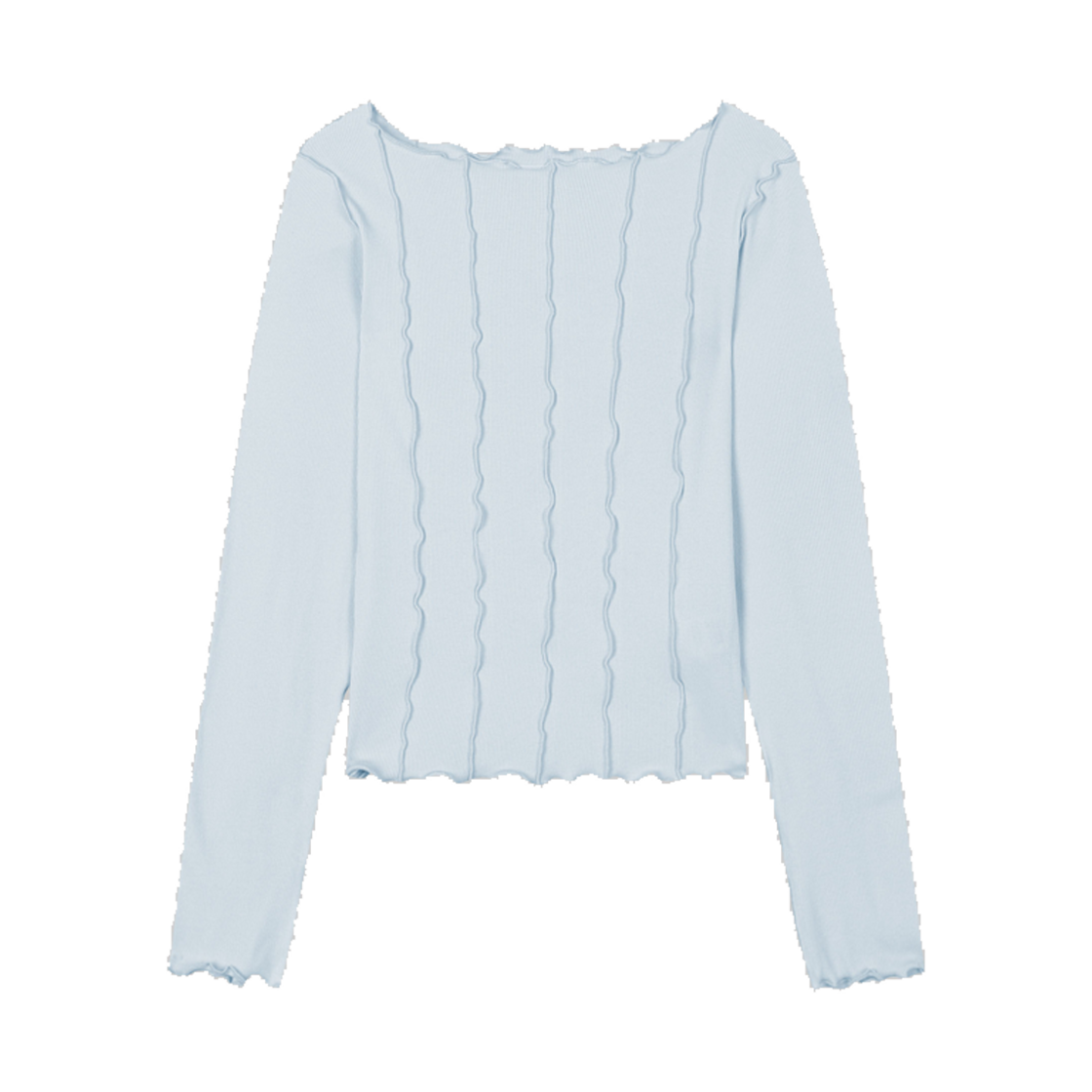 네이비 웨이브 슬림 티셔츠 스카이블루(Neib Wave Slim T-shirt Skyblue)