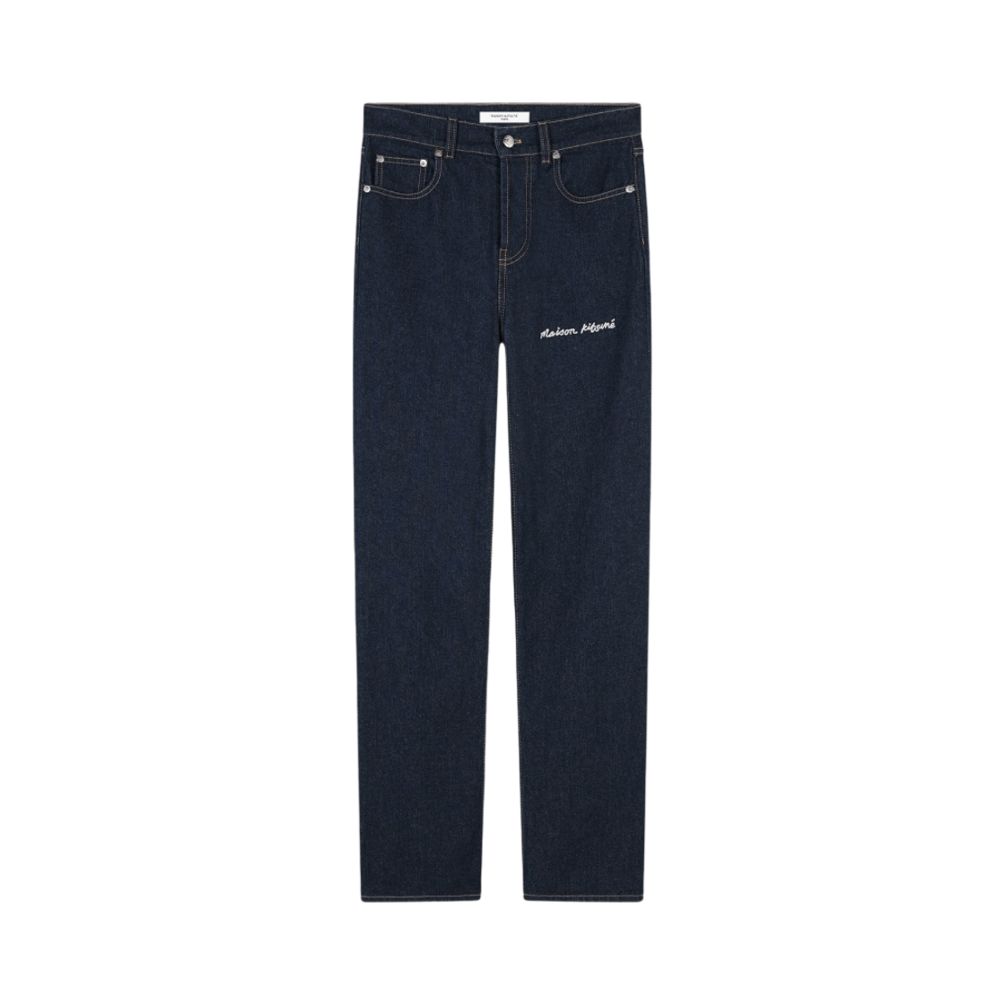 (W) 메종 키츠네 하이웨스트 진 워시드 인디고((W) Maison Kitsune High Waisted Jeans Washed Indigo) - 1