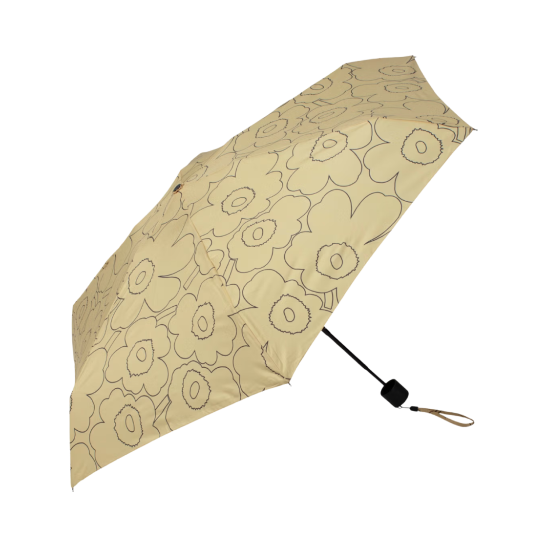 마리메꼬 미니 매뉴얼 피르토 우니꼬 우산 브라운 블랙(Marimekko Mini Manual Piirto Unikko Umbrella Brown Black)