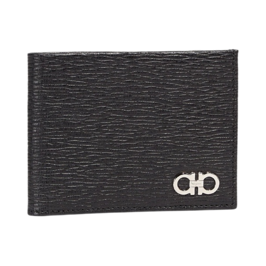 Ferragamo Gancini Wallet Black Fjord Blue