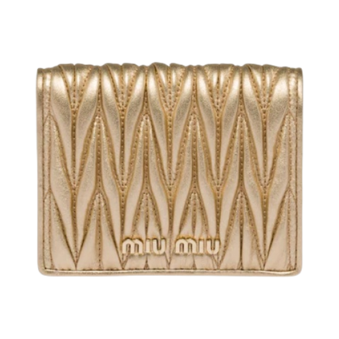 미우 미우 마테라쎄 나파 가죽 플랩 지갑 플래티넘(Miu Miu Matelasse Nappa Leather Flap Wallet Platinum) - 1