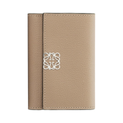 Loewe Anagram Small Vertical Wallet in Pebble Grained Calfskin Sand