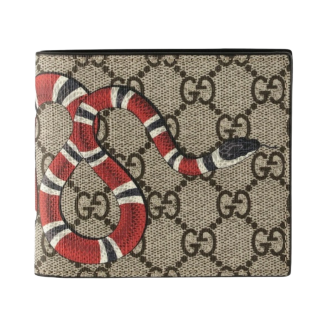 구찌 킹스네이크 프린트 GG 슈프림 지갑 베이지 에보니(Gucci Kingsnake Print GG Supreme Wallet Beige Ebony) - 1