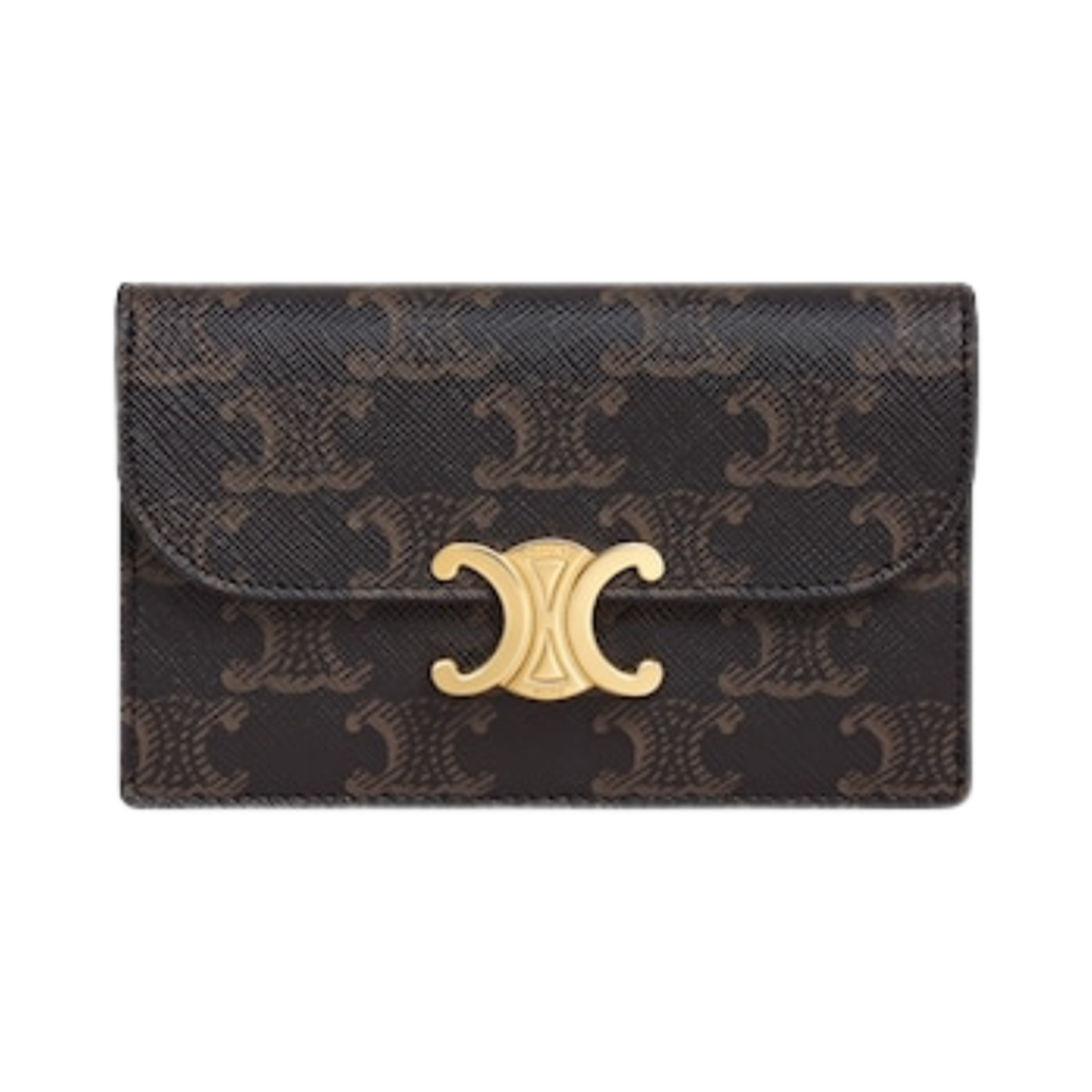 10P072CQH-04LU Celine Long Card Holder with Flap in Triomphe Canvas Tan - 대표 이미지 #1