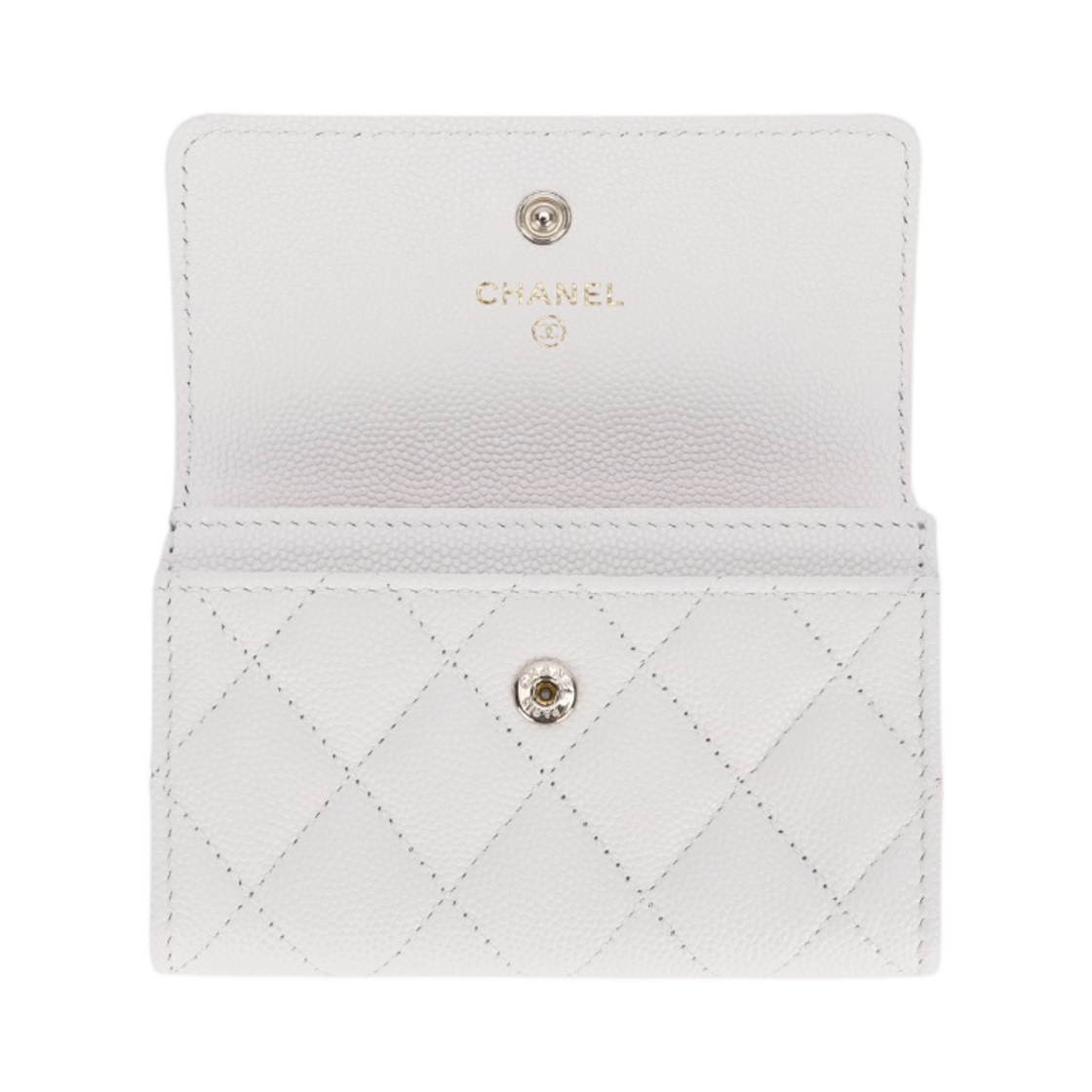 샤넬 플랩 카드 홀더 그레인드 샤이니 카프스킨 & 골드 메탈 화이트(Chanel Flap Card Holder Grained Shiny Calfskin & Gold White) - 3
